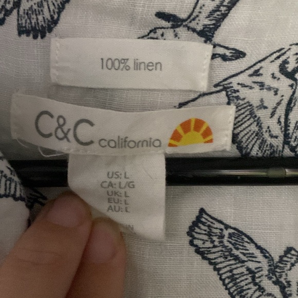 C&C California Linen Crane Boxy Top Size L - Picture 4 of 6